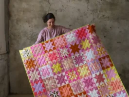 Sawtooth Star Quilt Block Free Pattern by Lo and Behold Stitchery