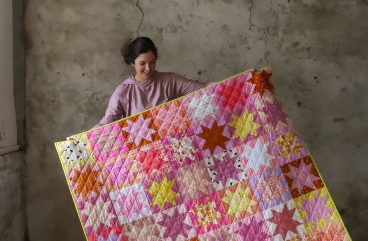 Sawtooth Star Quilt Block Free Pattern by Lo and Behold Stitchery