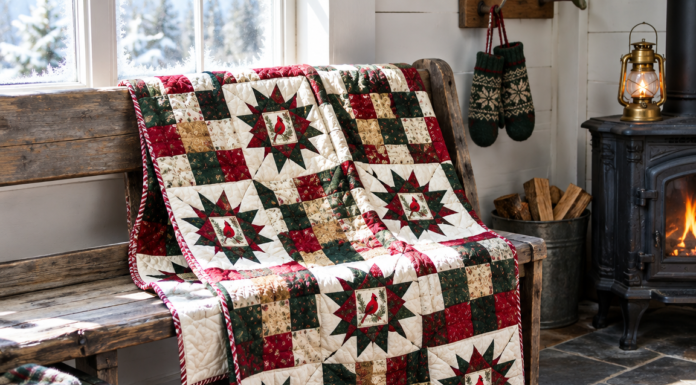 Candlelight & Cedar: A Hearthside Starlit Lap Quilt