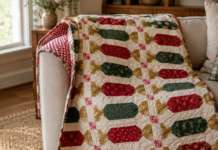 Crimson Crackers: Twisted Ribbon Candy Rows Quilt