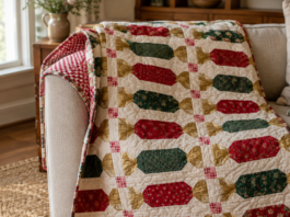 Crimson Crackers: Twisted Ribbon Candy Rows Quilt