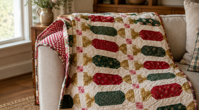 Crimson Crackers: Twisted Ribbon Candy Rows Quilt