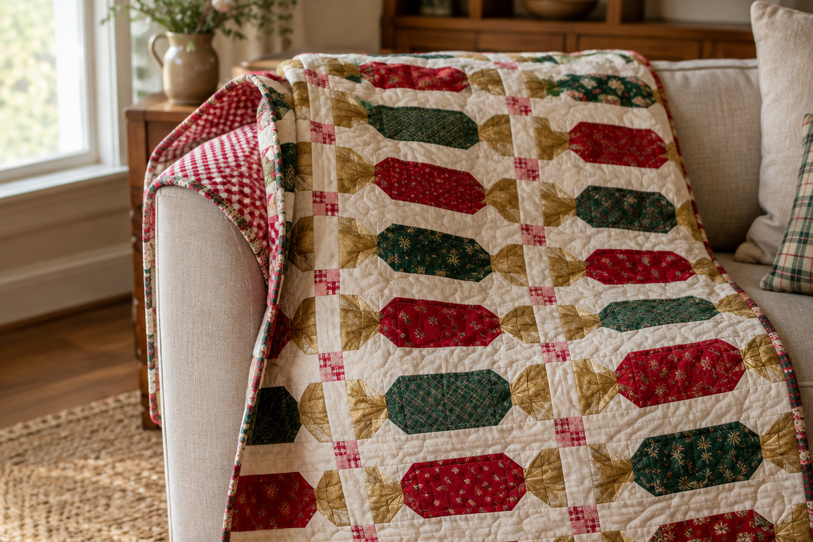 Crimson Crackers: Twisted Ribbon Candy Rows Quilt