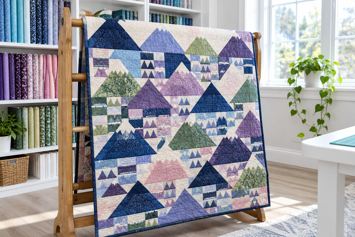 Lupine Ridge: Layered Mountain Peaks in a Meadow Palette