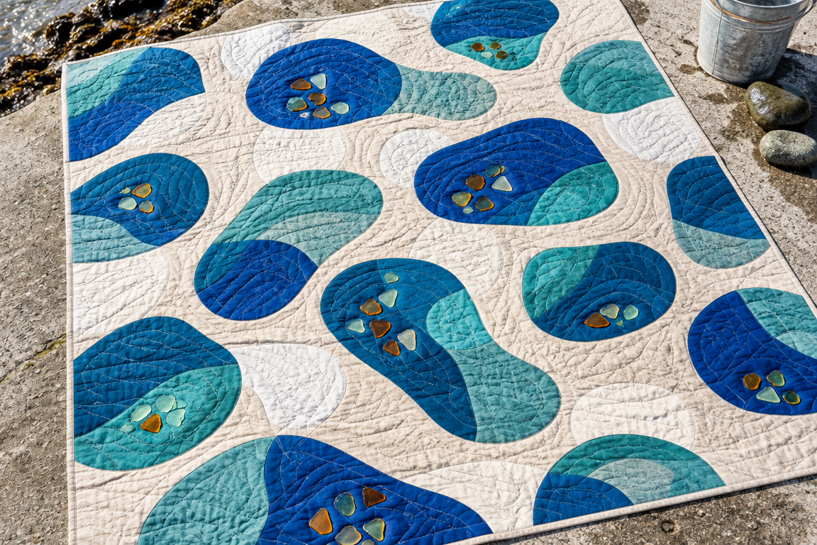 Sea Glass Ledger Quilt: Tide Pools in Drunkard’s Path