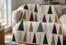 Spires at Dusk: A Minimal Winter Forest Quilt