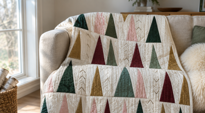 Spires at Dusk: A Minimal Winter Forest Quilt
