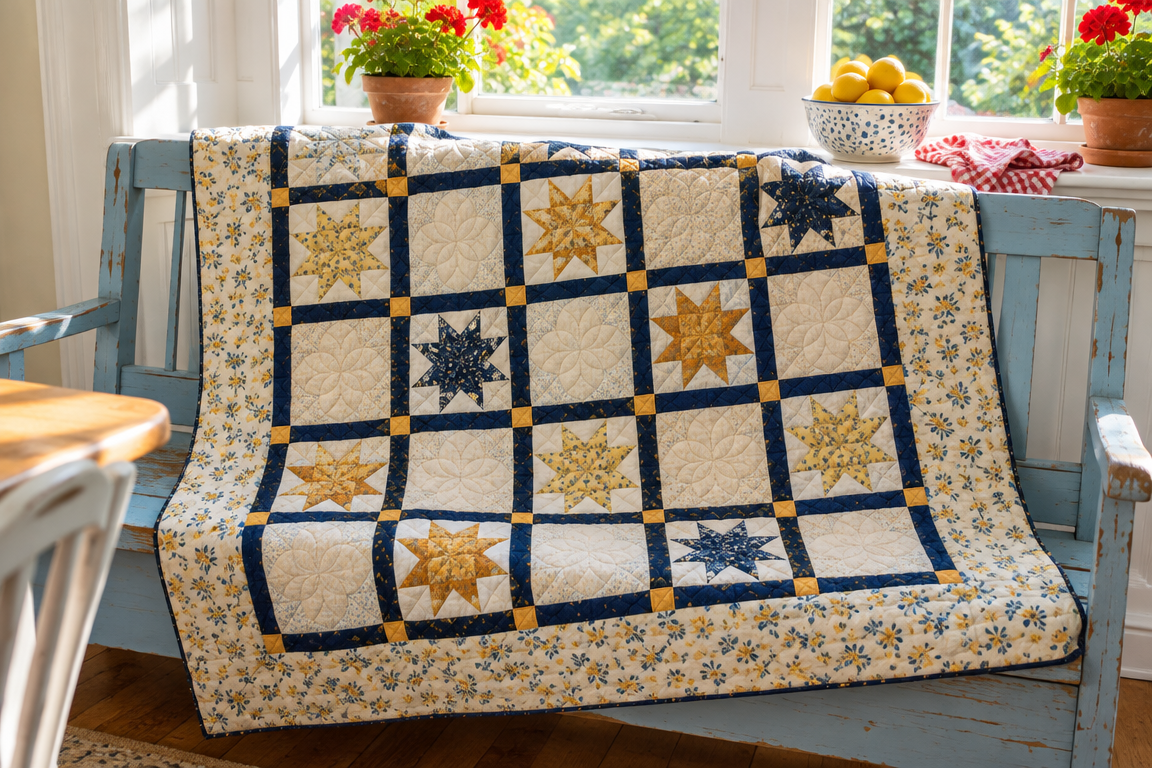 Goldwake Constellations: Floating Eight-Point Star Glow