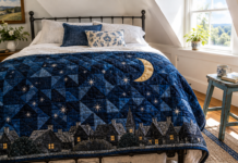 Hushabye Hollow: Midnight Village Quilt With Starry Calm
