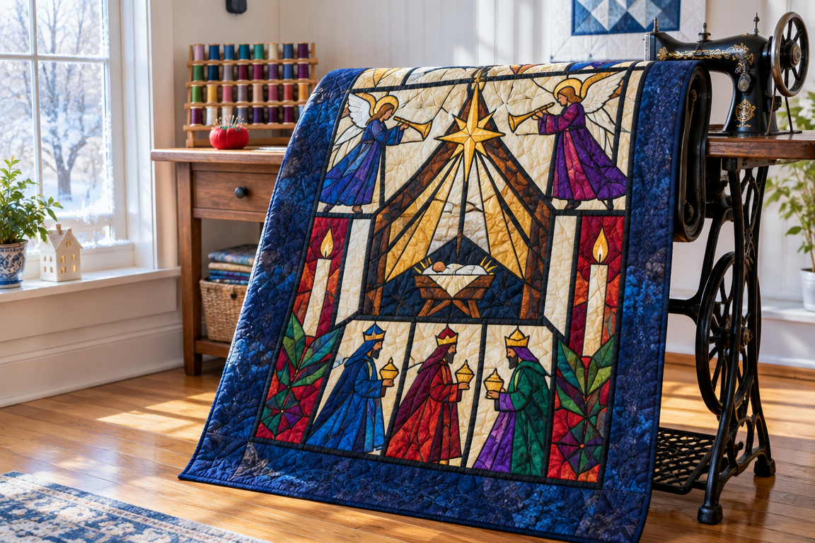 Midnight Vespers Nativity in Jewel-Tone Stained Glass
