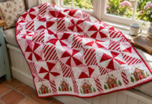 Sugarplum Lane: Peppermint Swirl Throw with Pinwheels