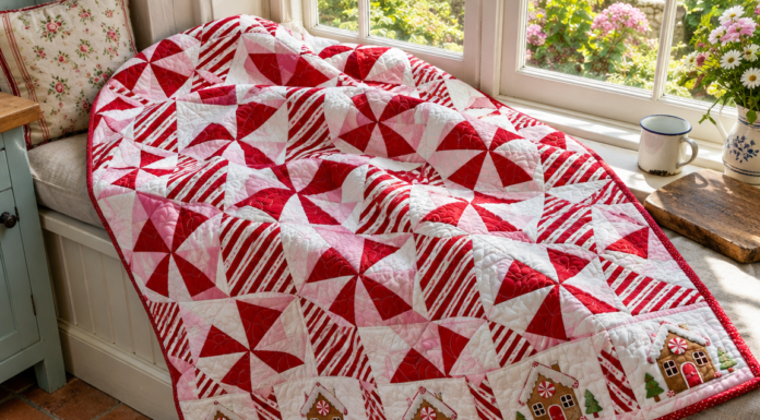 Sugarplum Lane: Peppermint Swirl Throw with Pinwheels