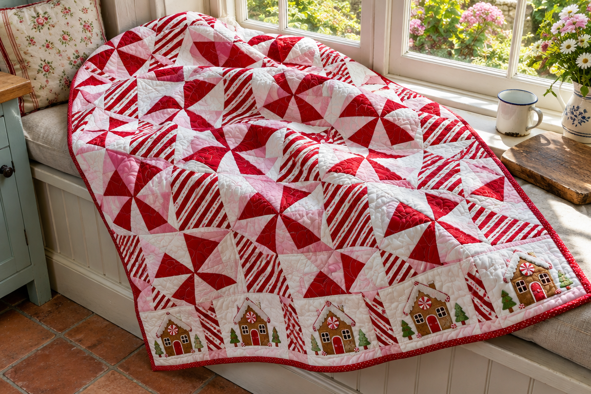 Sugarplum Lane: Peppermint Swirl Throw with Pinwheels